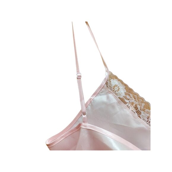 Pink Satin & Lace Chemise Nightgown*Med**Sissy*Femboy*Adj Straps*Bow Accent*NWT - Picture 5 of 9